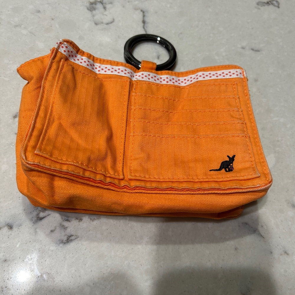 Joey K Orange Herringbone Purse Organizer Bag Insert Multi-Pocket Kangaroo